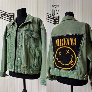 Nirvana acid wash green denim jacket
